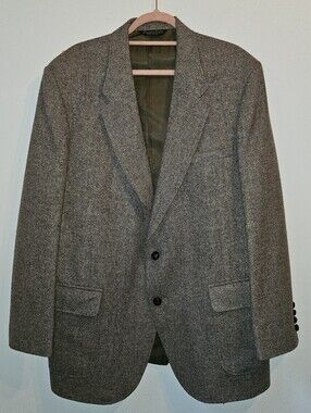 Pure Shetland Wool Tan Blazer Jacket XL Academia